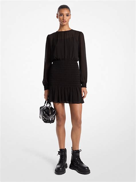 michael michael kors chandeleir smocked long sleeve dress|Smocked Georgette Long Sleeve Dress .